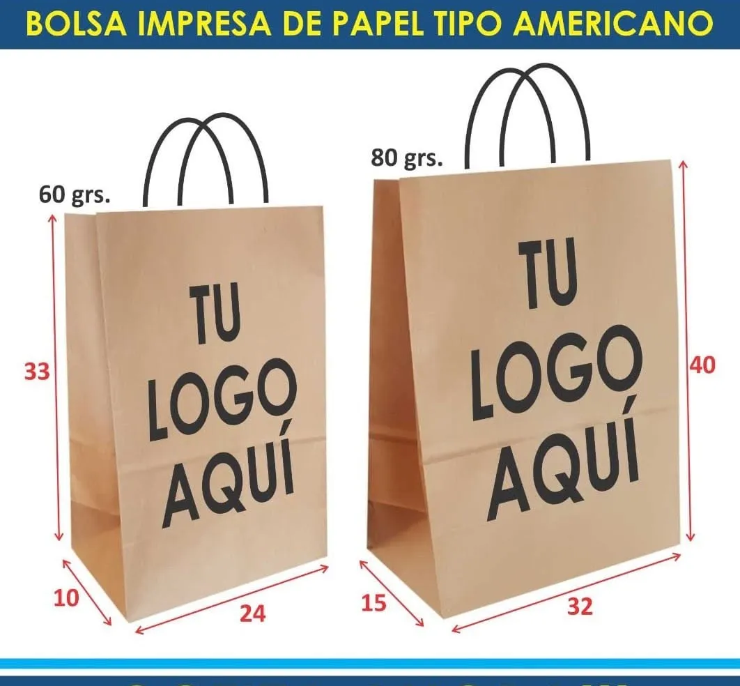 bolsa papel tipo americano - Bolsa Tipo Americano